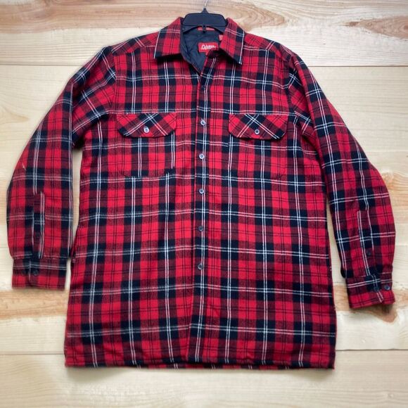 Vintage Coleman Shirt Medium Red Black Wool Blend Button Up Jac Jacket Plaid - Picture 2 of 14